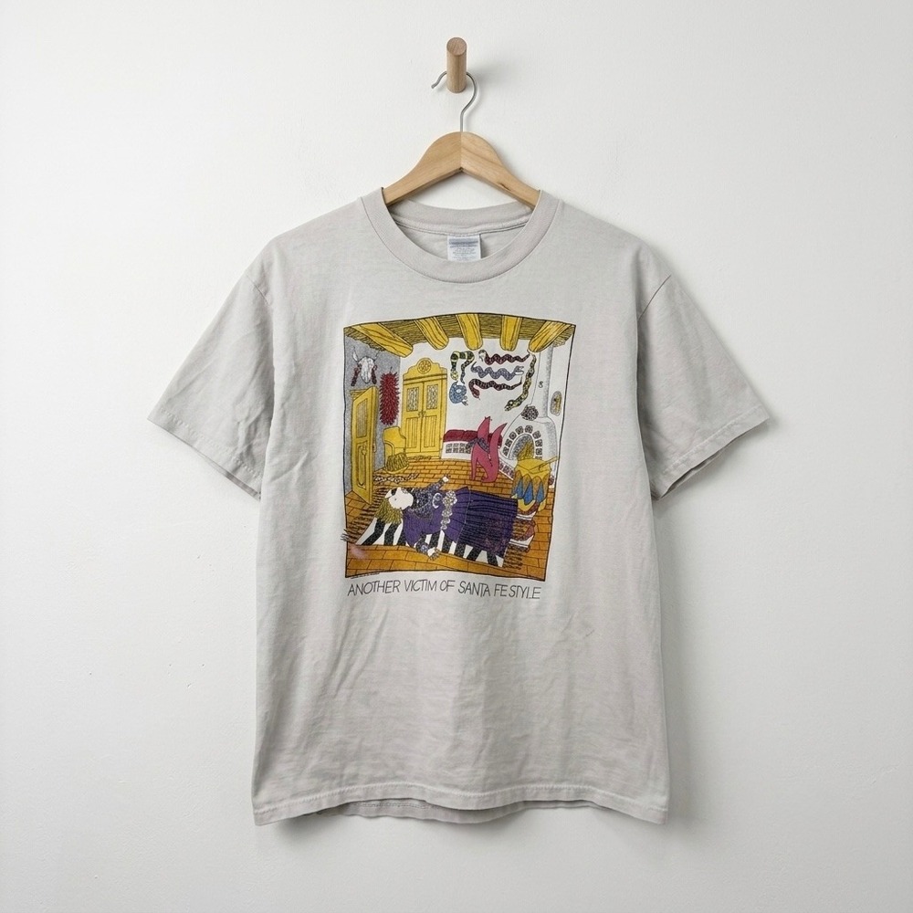 VTG 90s Lewis E Thompson Santa Fe Style Satire T-Shirt L Southwest Art Boho Art